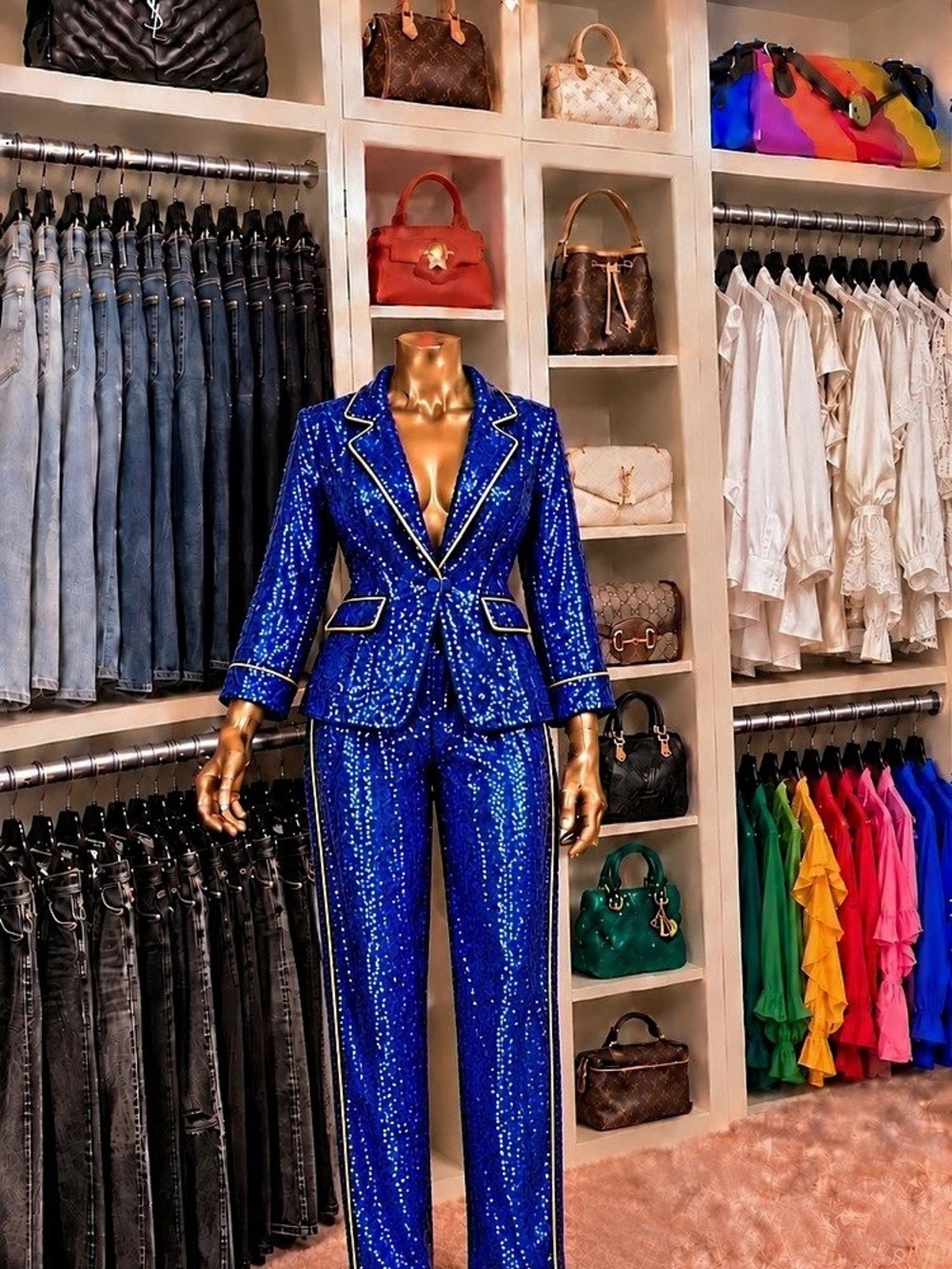 Blue Sequin Pantsuit